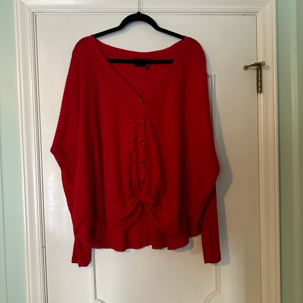 Urban Outfitters “down from under” waffle knit front tie sweater